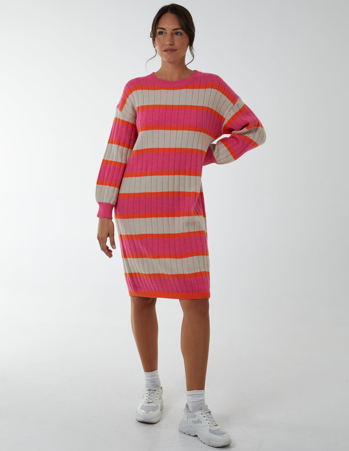 Stripe Ribbed Jumper Dress 