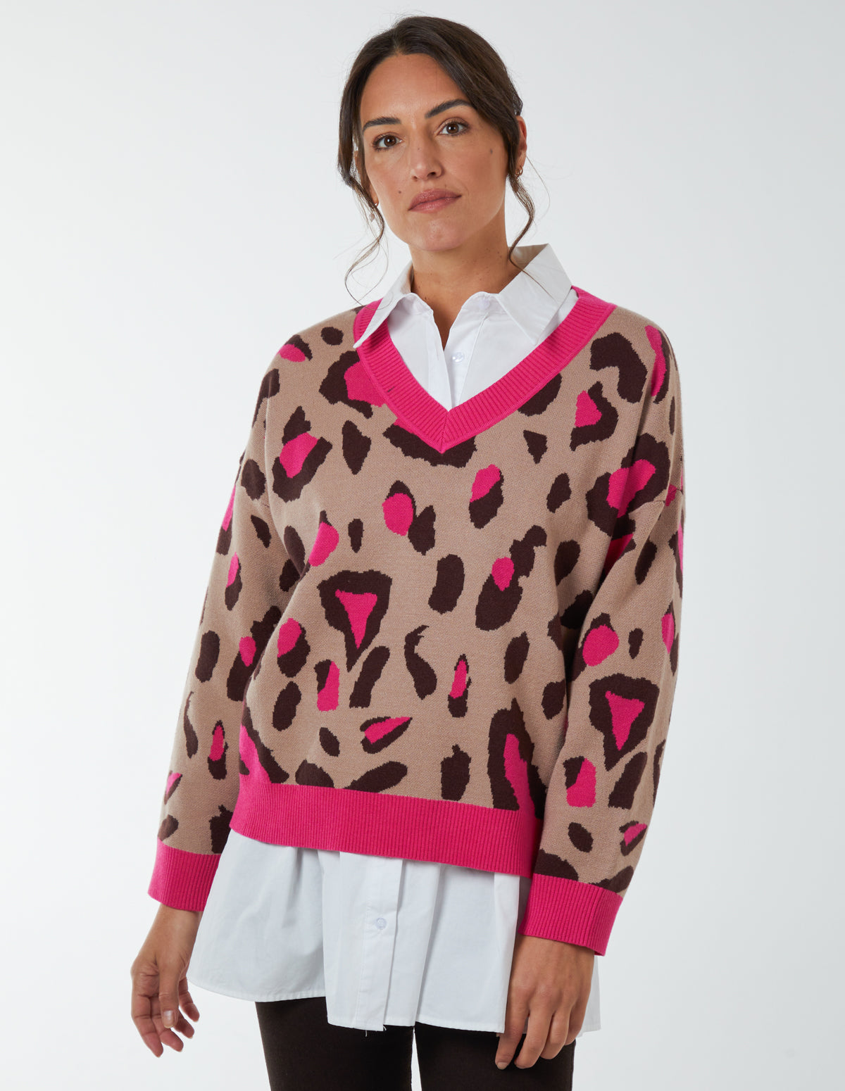 Cheetah Ribbed Detail Jumper 