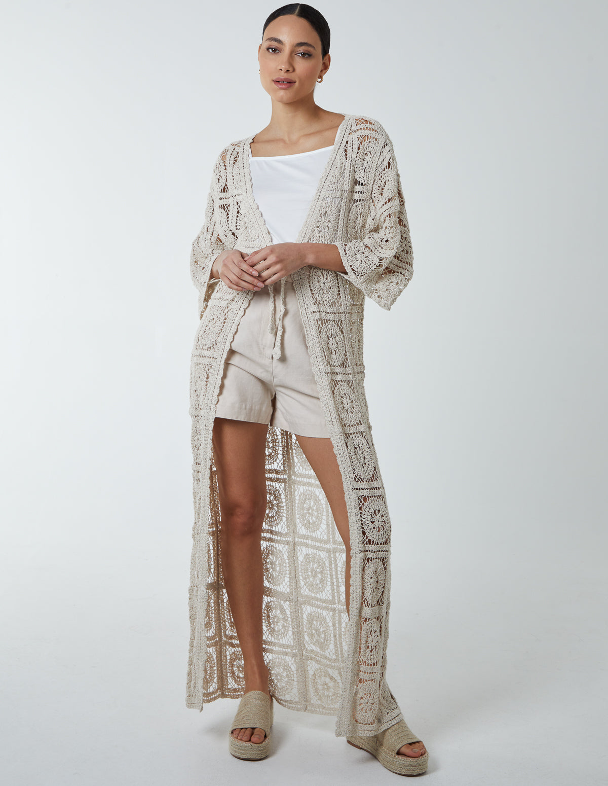 Tie Up Crochet Kimono 