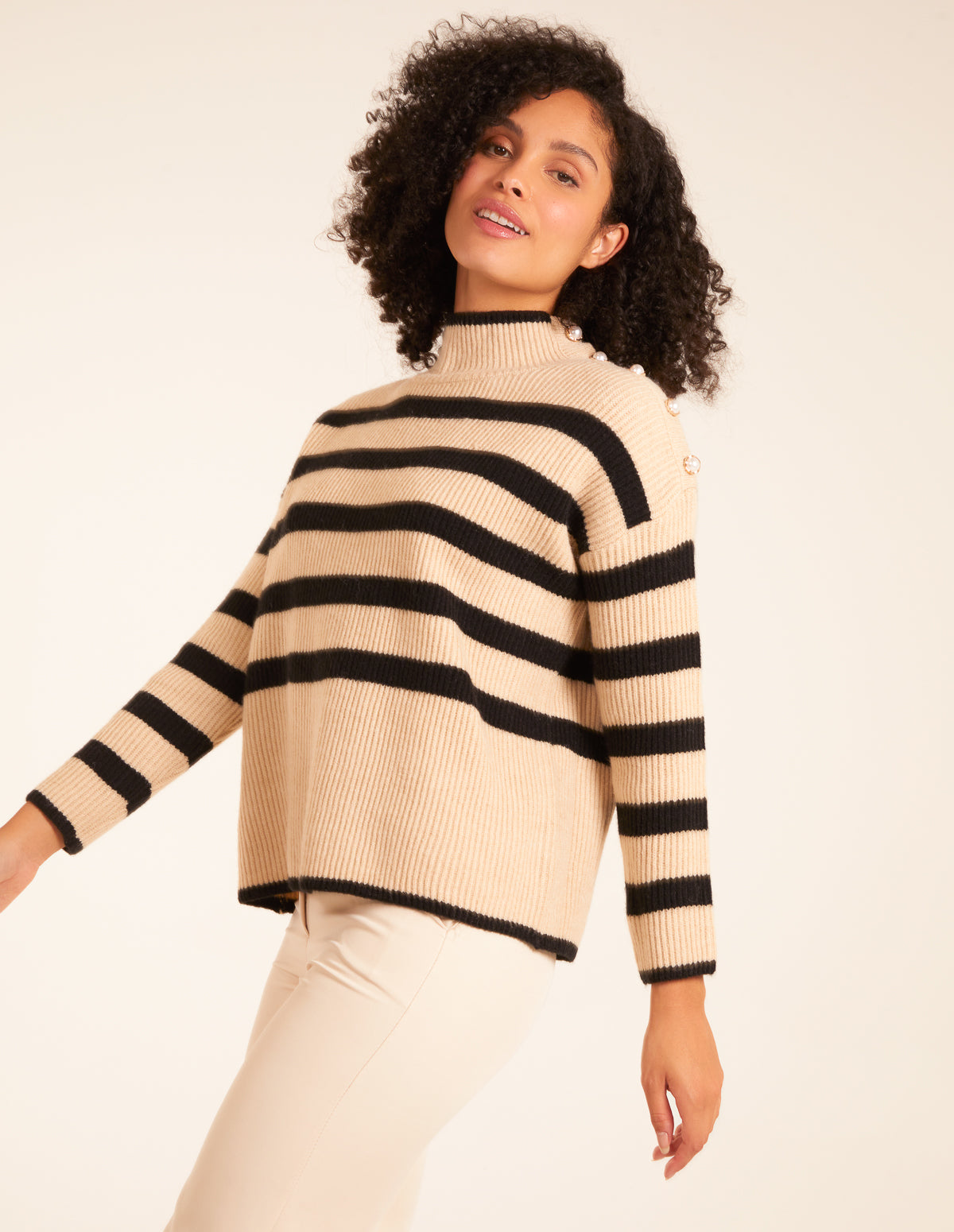 High Neck Striped Jumper 