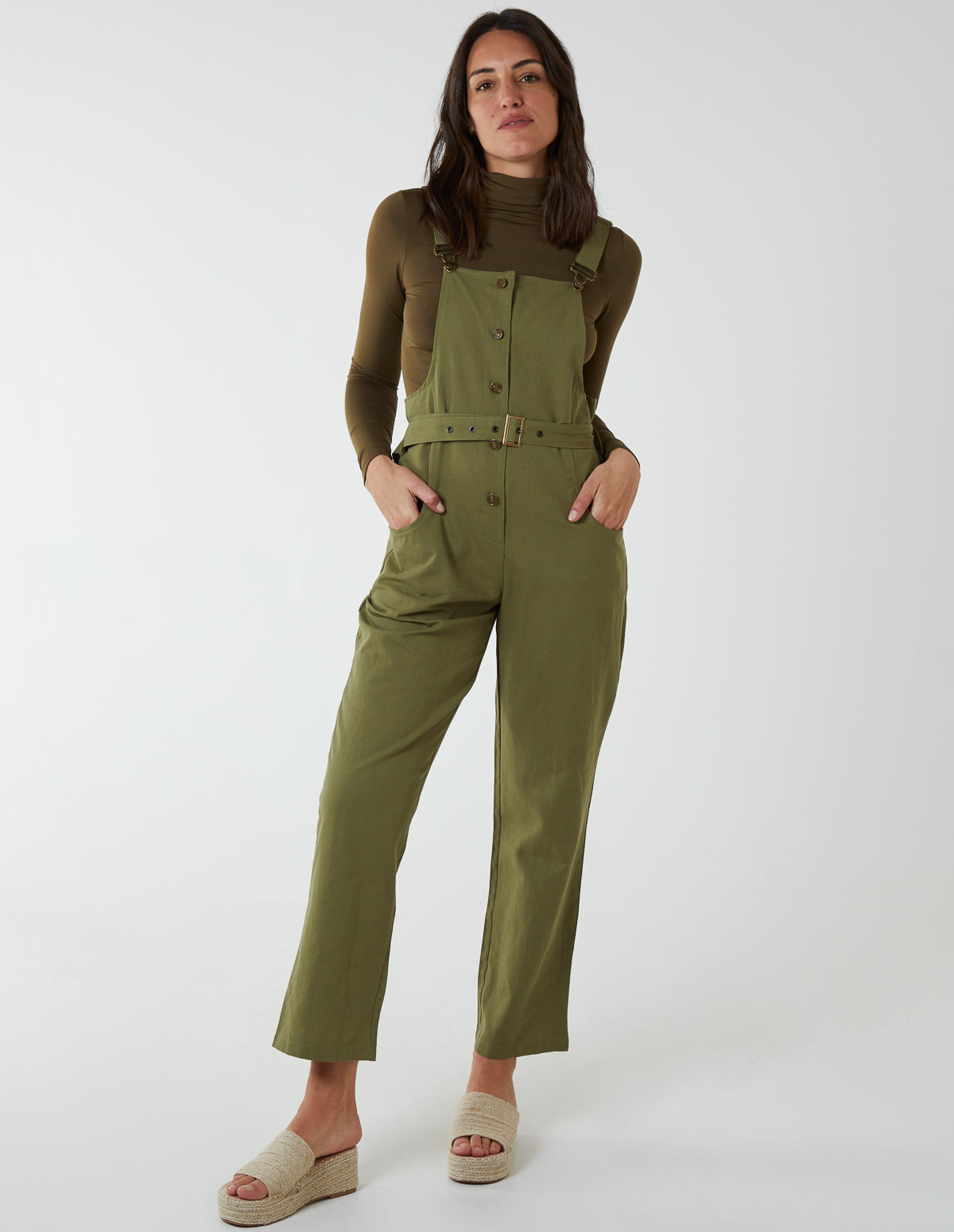 Button Down Dungarees - 12 / KHAKI