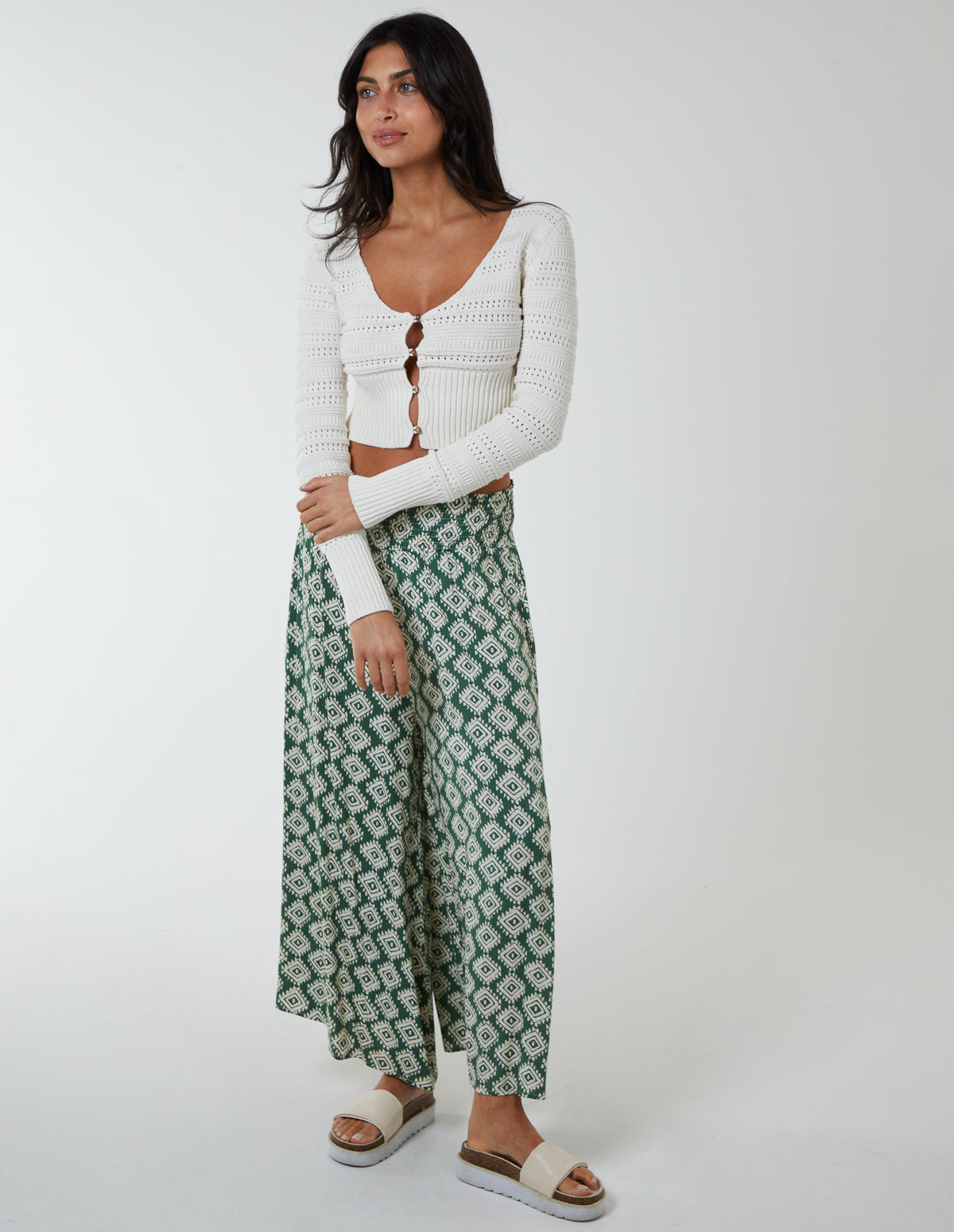 Shirred Wide Leg Trouser 