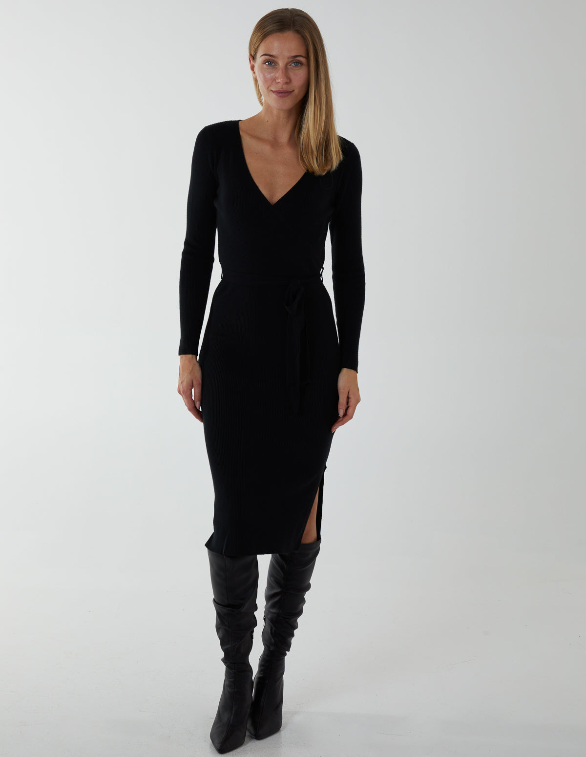 Cross Over Ribbed Dress 