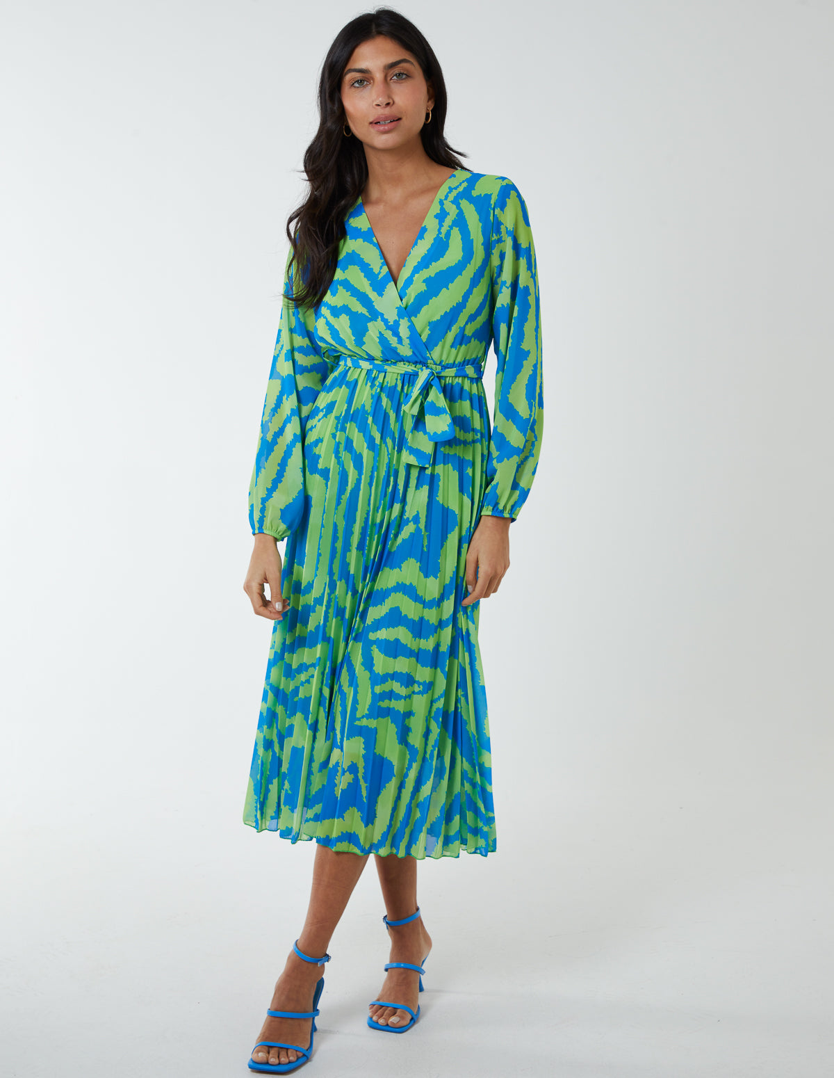 Swirl Pleated Print Dress 