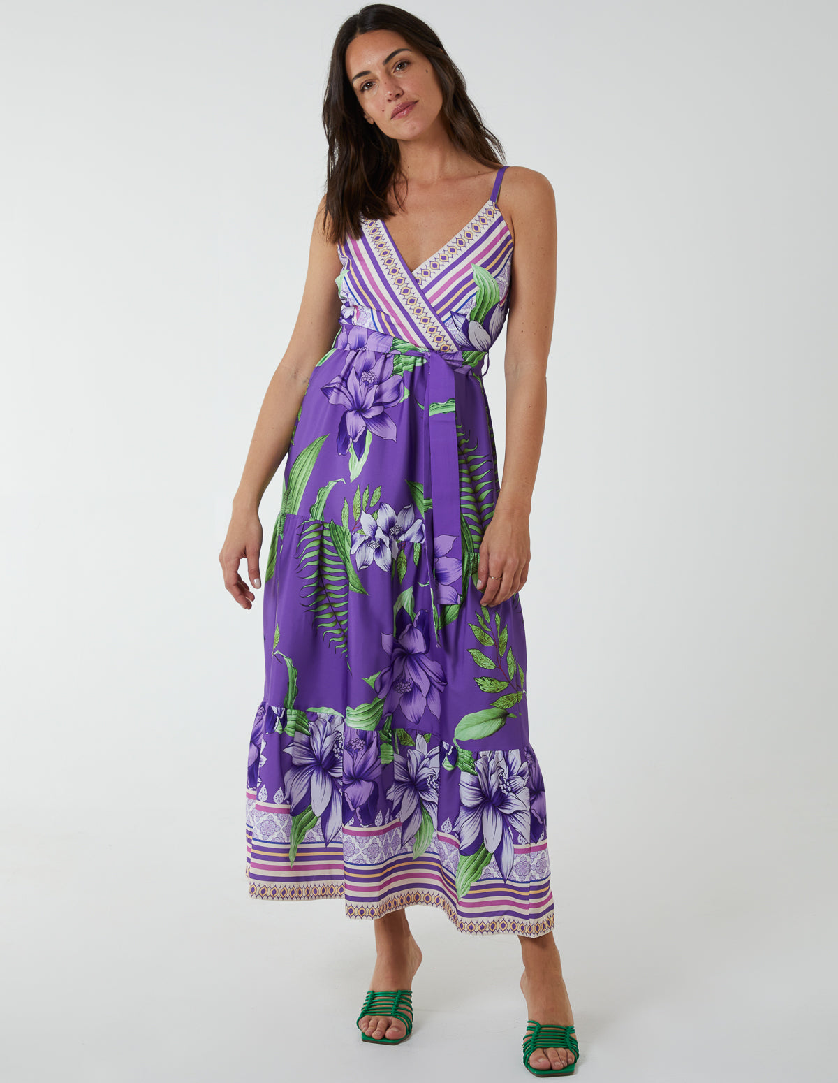 Floral Wrap Maxi Dress - 14 / Purple