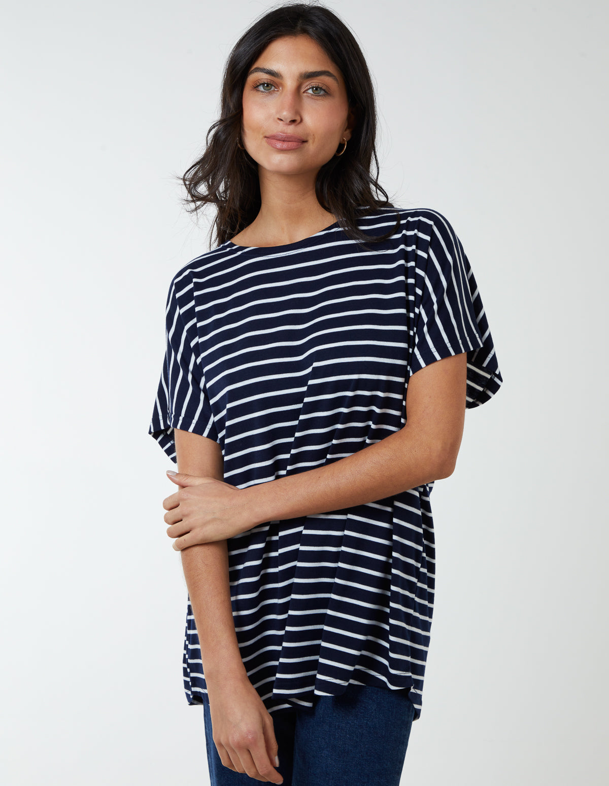 Viscose Stripe Sweat Top 