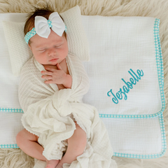 Personalized Baby Headband and Blanket