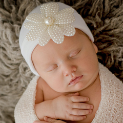 White Beanie for Newborn Girl