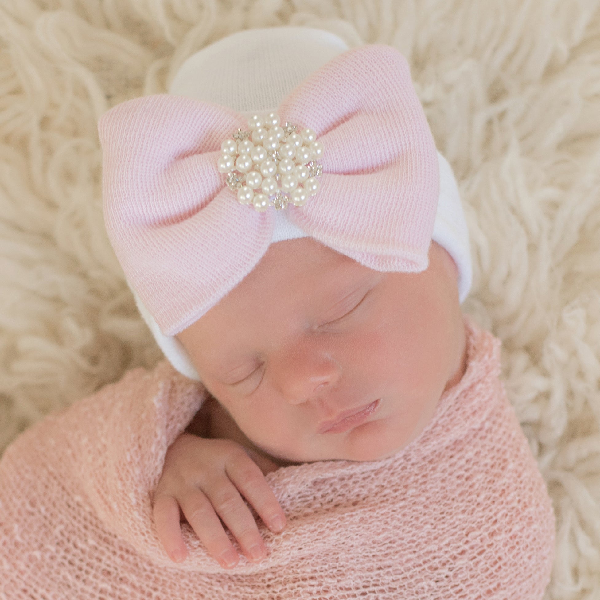 Newborn Baby Girl Hospital Nursery Beanie Hat Pearl Bow,, 52% OFF