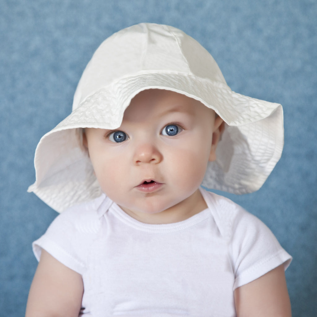 baby sun hat white