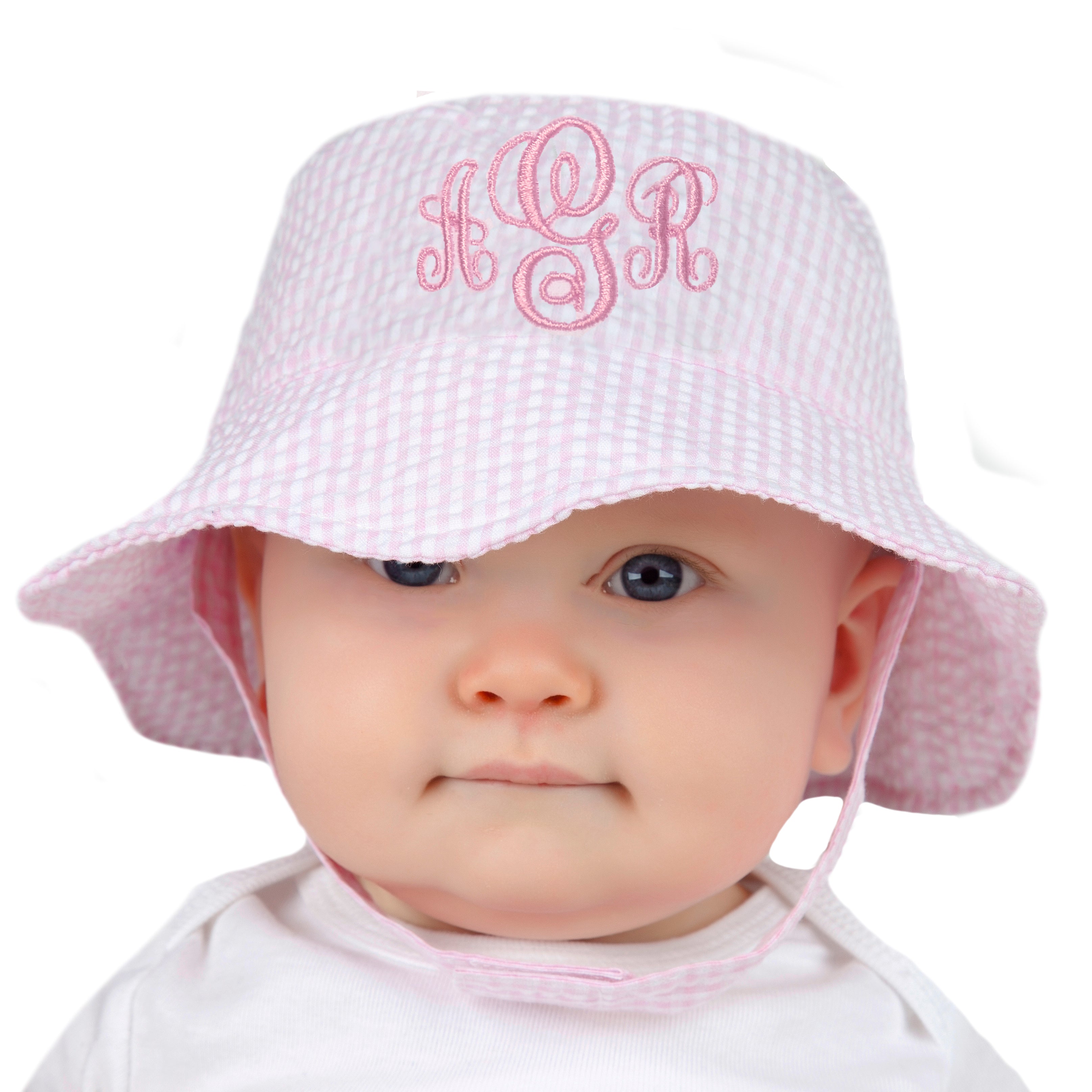 BabyMelons Monogrammed Seersucker Sun Hat