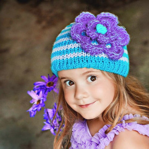 Lilac Bloom Baby Girl and Toddler Beanie (Matching Leg Warmers and ...
