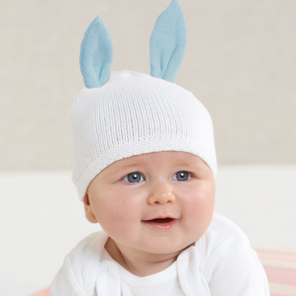 white baby hat with ears