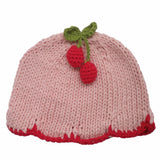 Pink Baby Girl Beanie, Cherries on Top Newborn Hat Crochet Baby Hat