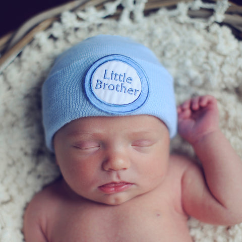 Little Brother Blue Newborn Boy Hospital Hat