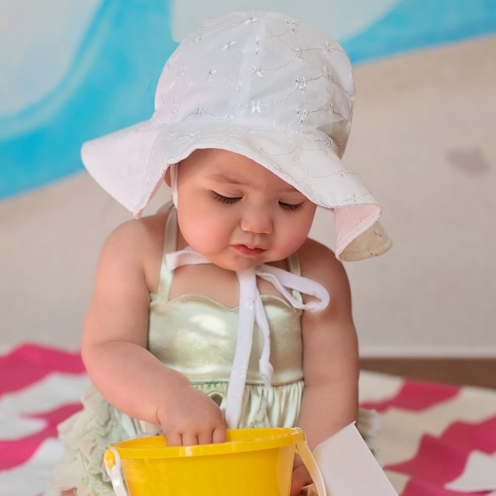 baby girl white sun hat