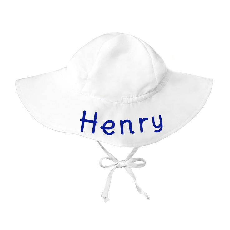 White Wide Brim Sun Protective Baby and Toddler Sun Hat for Girls or Boys  Personalized White Baby Sun Hat Toddler Sun Hat With UPF 50 