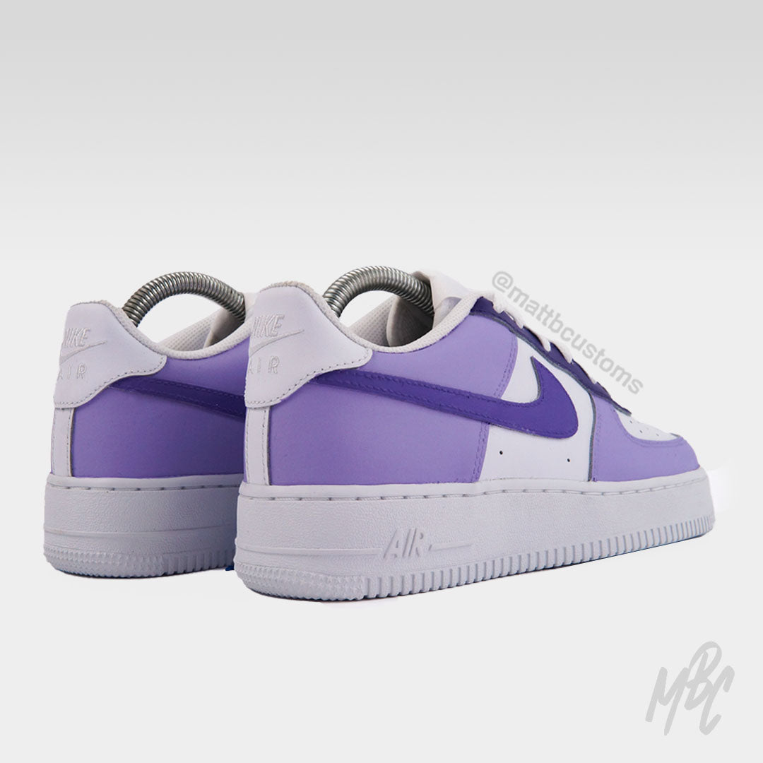 white & purple air force 1 trainers