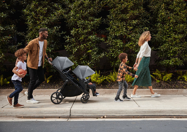 Family walk with Baby Jogger's City Select - Single to Double Stroller