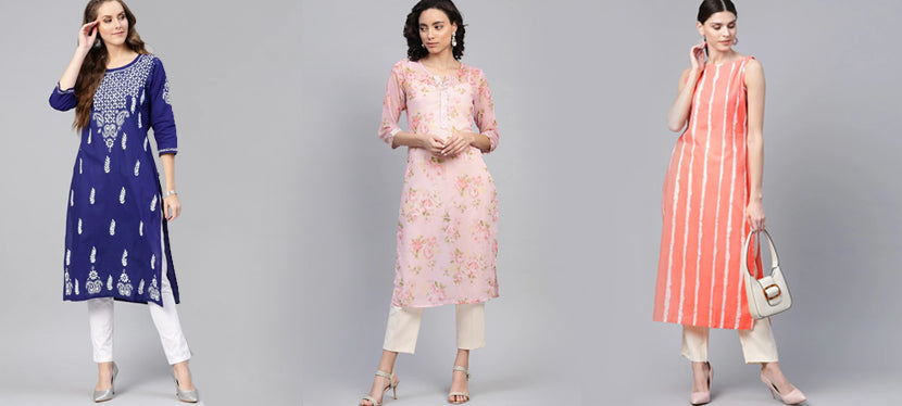 Plain chiffon Kurtis designs