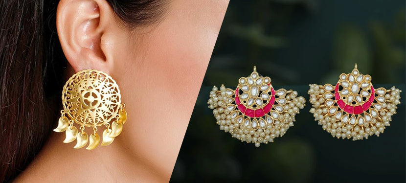 Gold Finish Temple Jhumka Earrings With Pearls Design by VASTRAA Jewellery  at Pernia's Pop Up Shop 2024