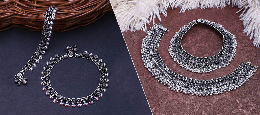 Oxidized Silver Anklets Designs