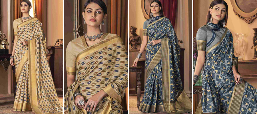 chiffon printed saree with blouse