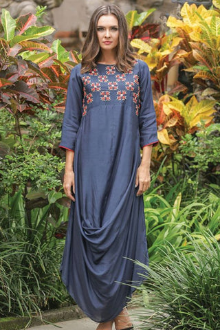 Embroidered Cowl Style Kurti