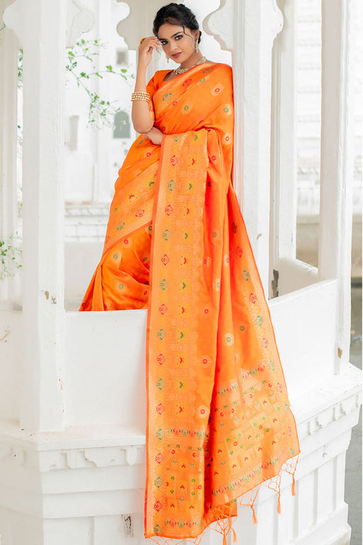Buy Banarasi Art Silk Jacquard Woven Saree in Mustard Online