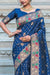 Buy Banarasi Art Silk Jacquard Woven Saree in Navy Blue Online - Front