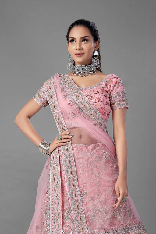 Grey and Pink Lehenga Choli