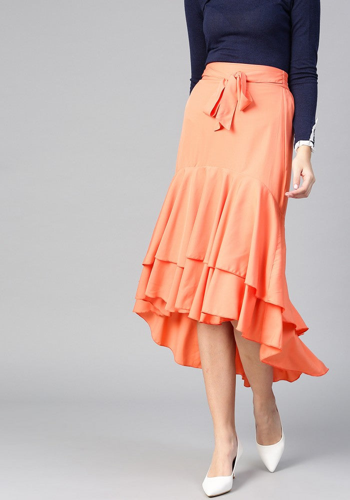 Women's Polyester Skirt in Coral — Karmaplace