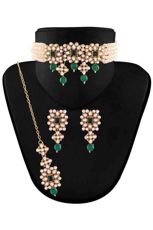 Buy Golden Marwar Style Rajasthani Choker Necklace Set At IndyVogue