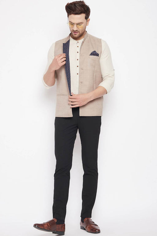 Cream Embroidered Indo Kurta Nehru Jacket Set | Kurta Jacket | Men –  Laromani