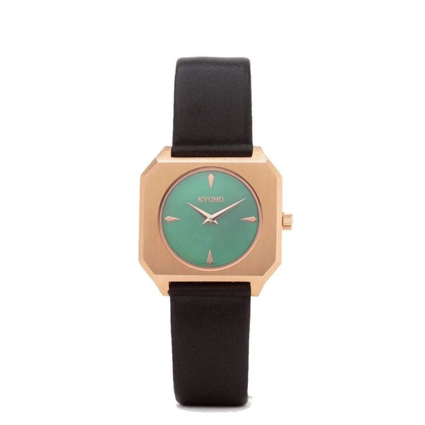 Watch 1X - Emerald/Gold with Black Leather