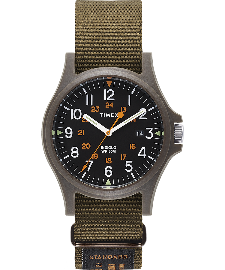 Timex Acadia 40mm Military Grosgrain Strap Watch - Green – Tomorrow Store UK