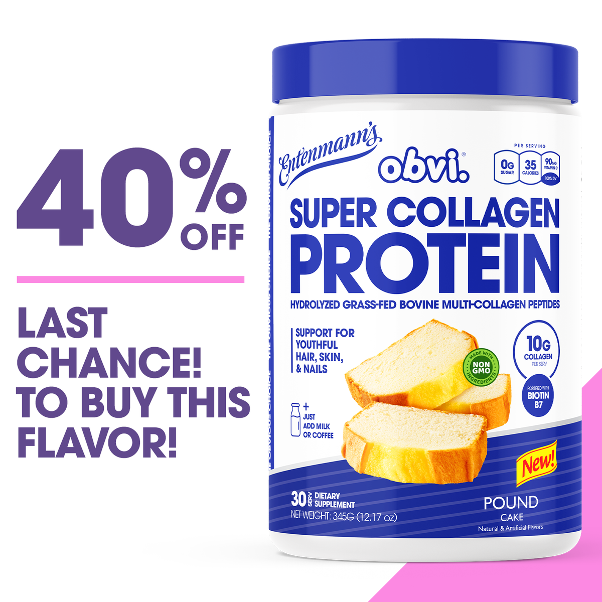 Super Collagen Protein Powder | Entenmann's Pound Cake