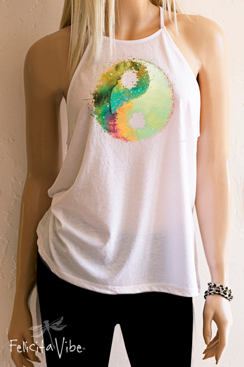 Watercolor Yin Yang High Neck Spaghetti 