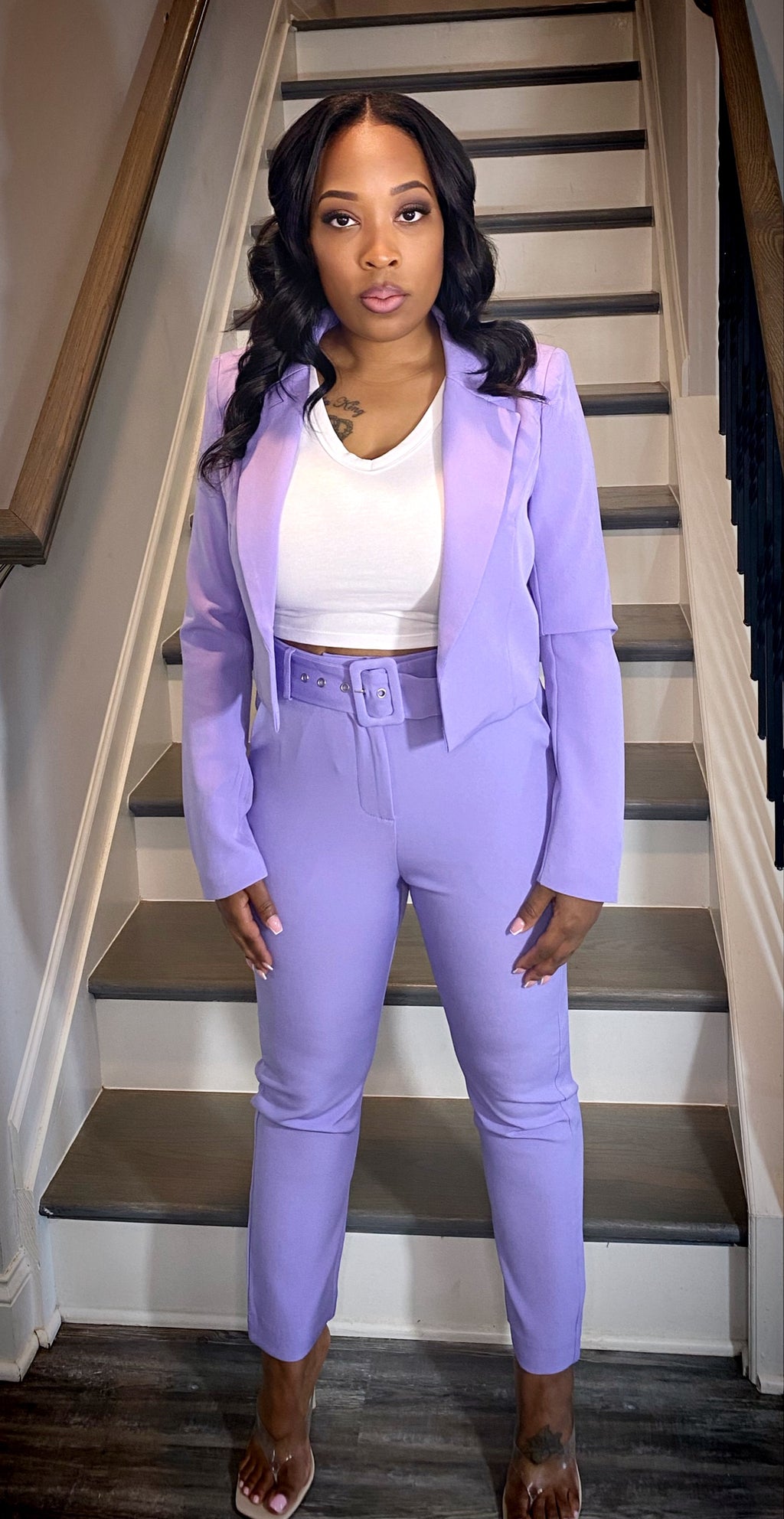 Leia Lavender High Waisted Belted Pants – Pretty Girl Gang Studios