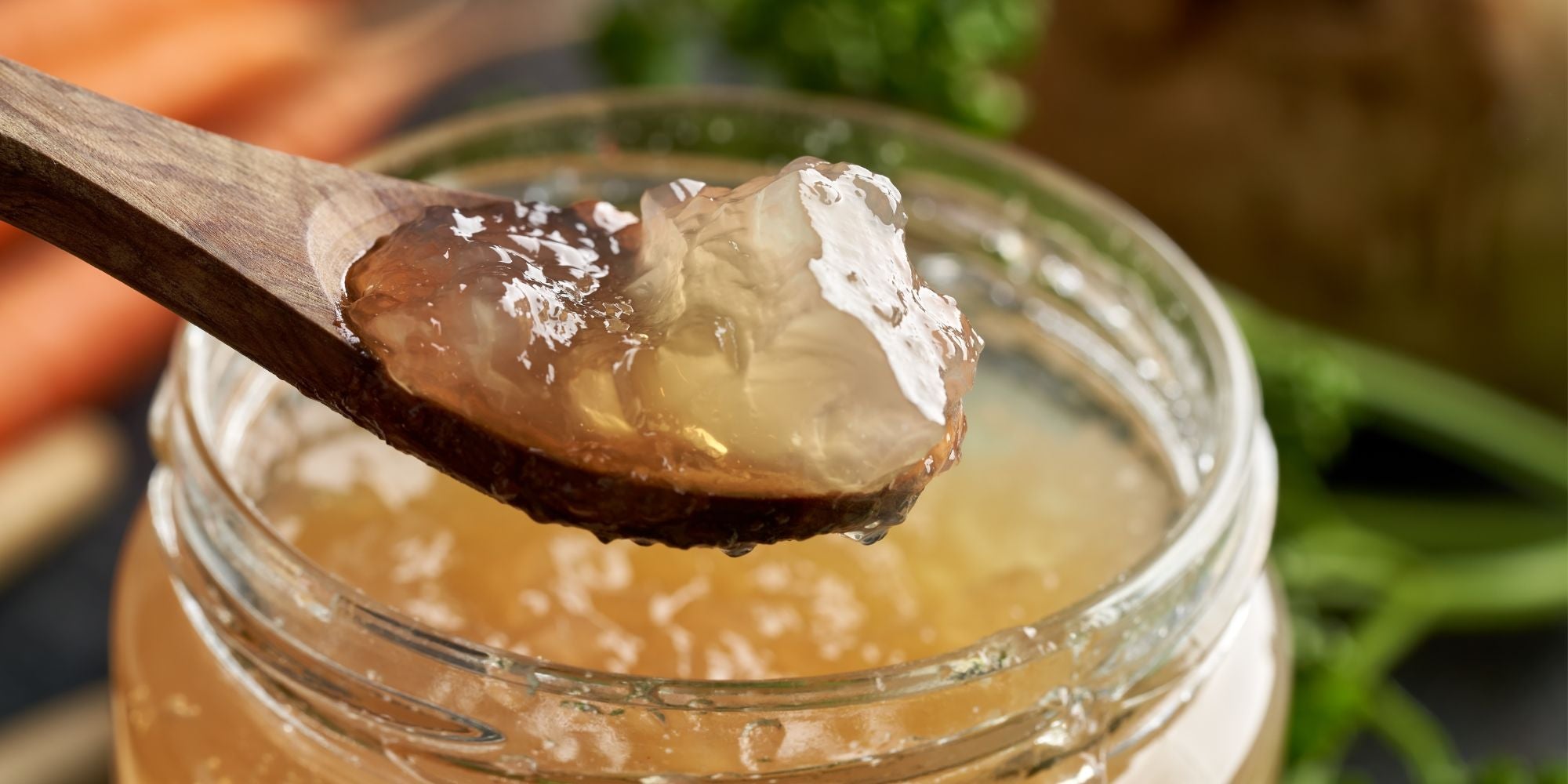 Bone Broth Gelatin being scooped with a spoon.