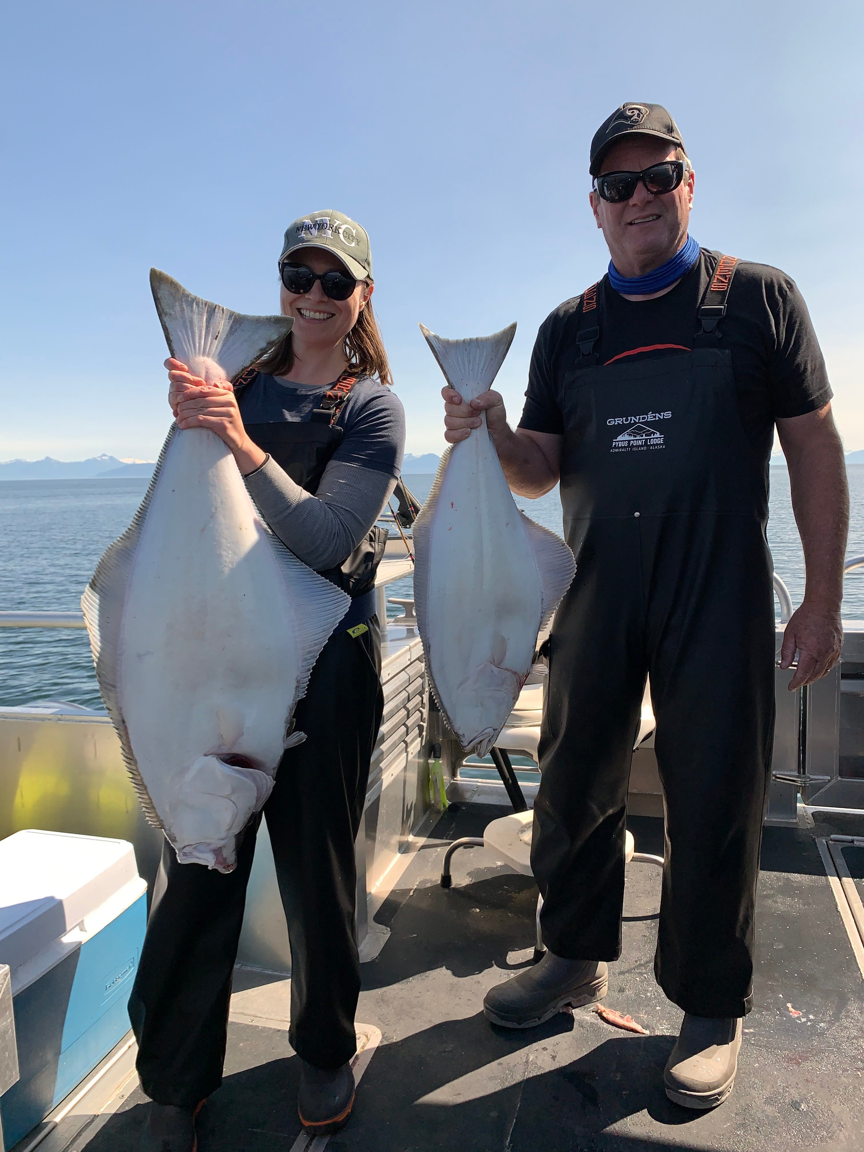 Mckella holding a Halibut fish