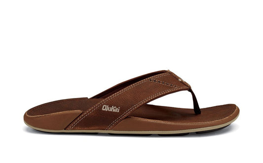 OluKai Nalukai Sandal - Lava Rock, Men's Leather Beach Sandals