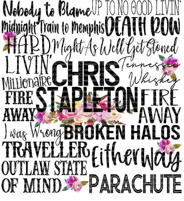 Chris Stapleton Word Art Sublimation Mjctransfers