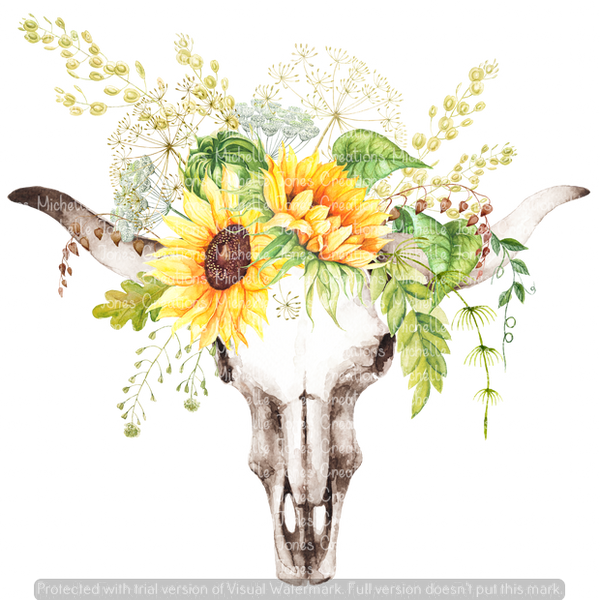 Download SUNFLOWER SKULL (SUBLIMATION) - MJCTransfers