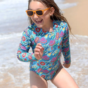 Girls Long Sleeve Bathers, One Piece Swimsuit