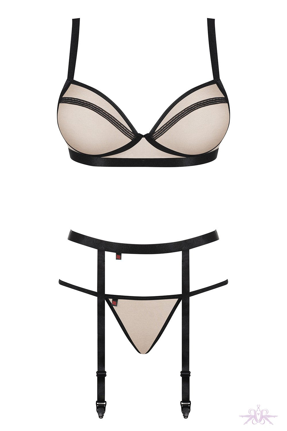 Obsessive Nudelia Three Piece Set At The Hosiery Box Lingerie Sets