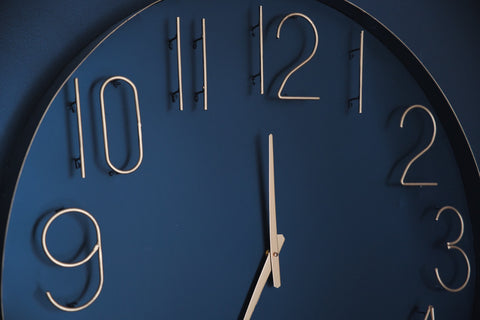 modern, blue clock 