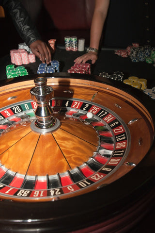 wooden roulette in casino