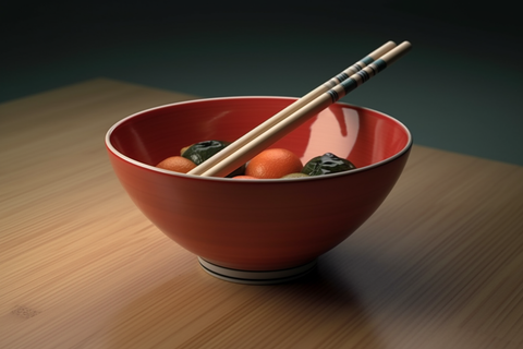chopsticks and an orange bowl