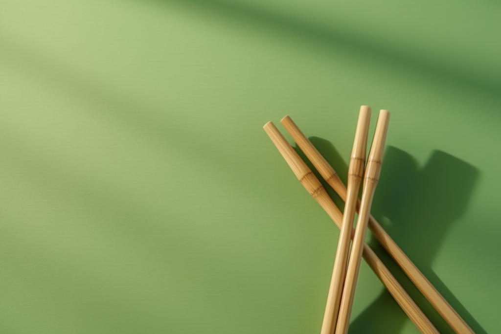 wooden chopsticks on a green table